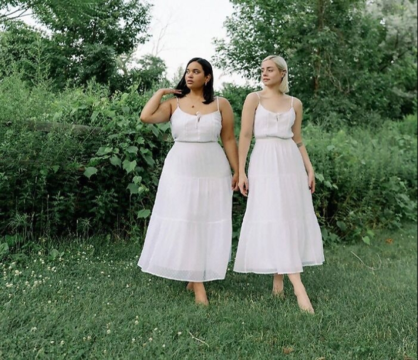 “Estilo, no talla”: dos amigas usan el mismo atuendo para demostrar que no existe un tipo de cuerpo ideal (13 las mejores fotos de todos los tiempos)
