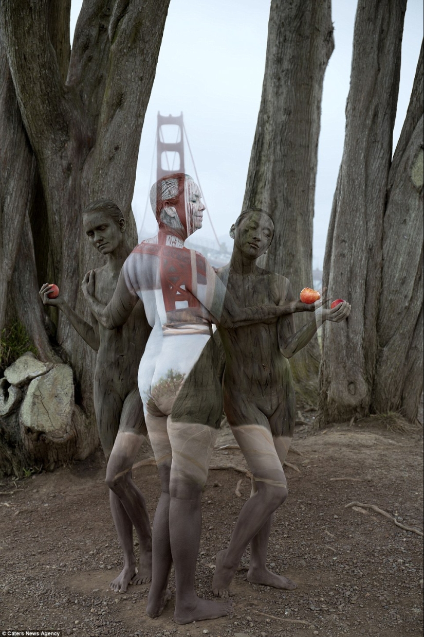 Great camouflage, how naked people blend into the landscape Great camouflage, how naked people blend into the landscape