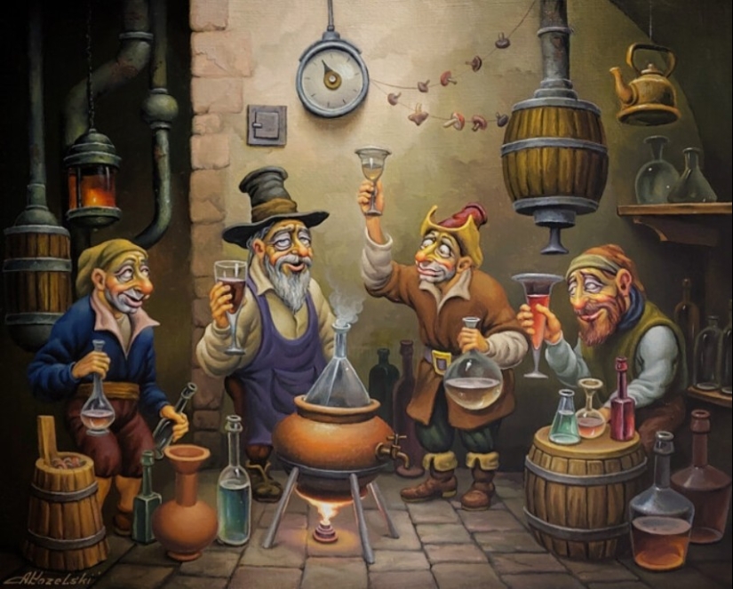 Grotesque paintings by artist Anatoly Kozelsky