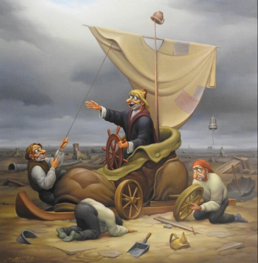 Grotesque paintings by artist Anatoly Kozelsky