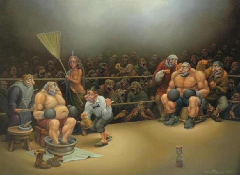 Grotesque paintings by artist Anatoly Kozelsky