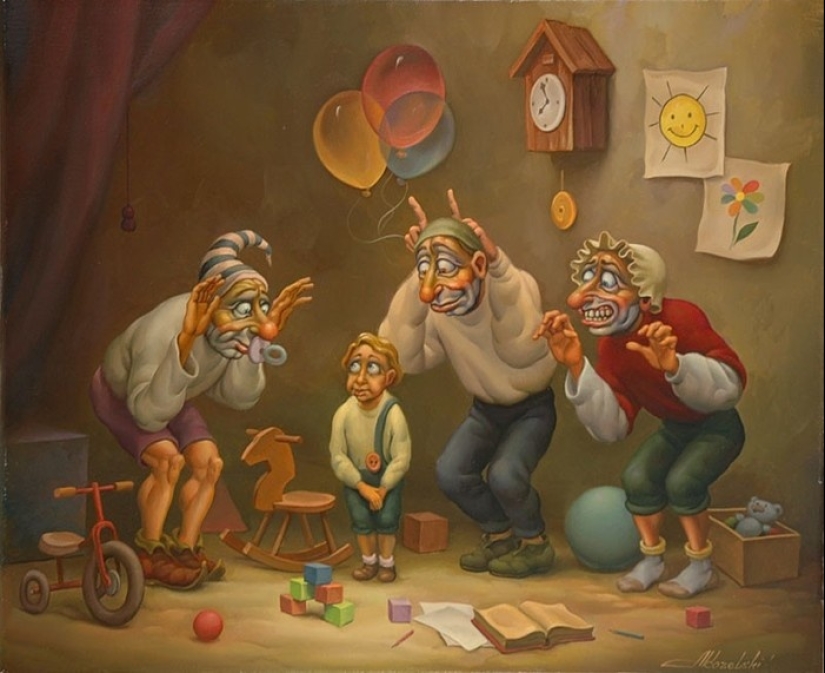Grotesque paintings by artist Anatoly Kozelsky