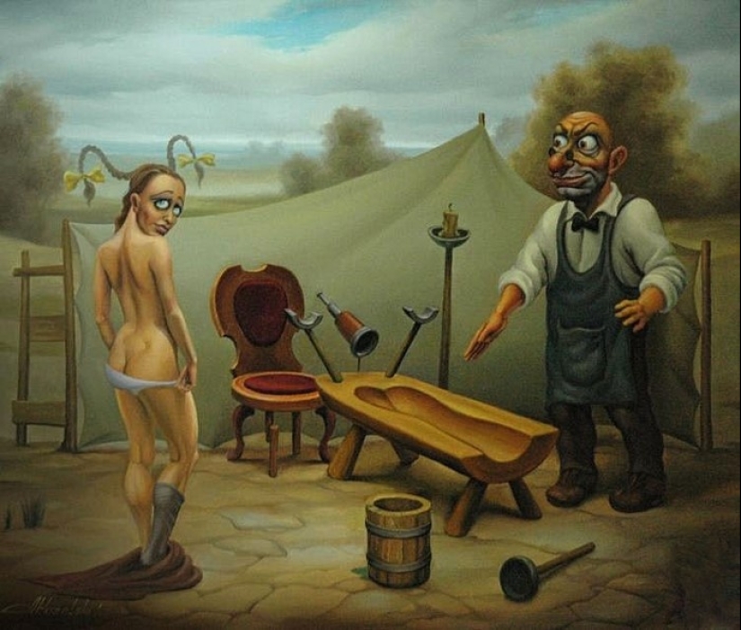 Grotesque paintings by artist Anatoly Kozelsky