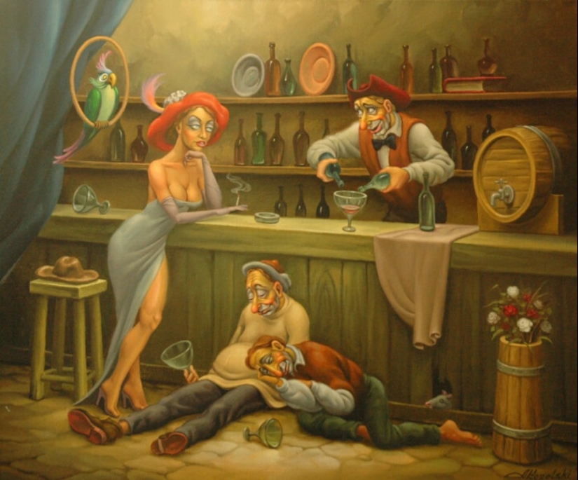 Grotesque paintings by artist Anatoly Kozelsky