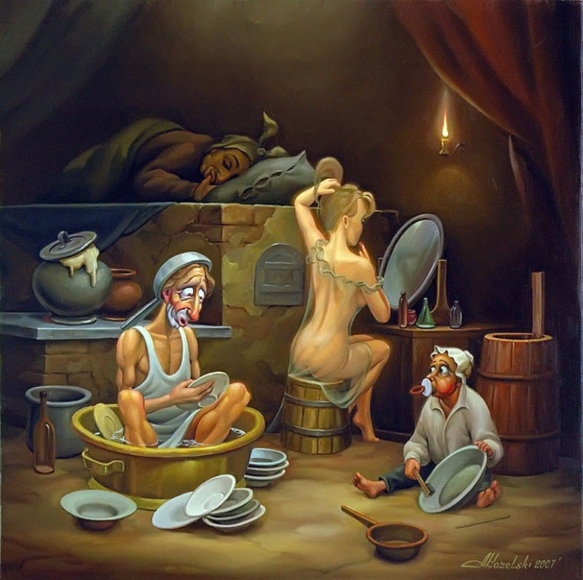 Grotesque paintings by artist Anatoly Kozelsky