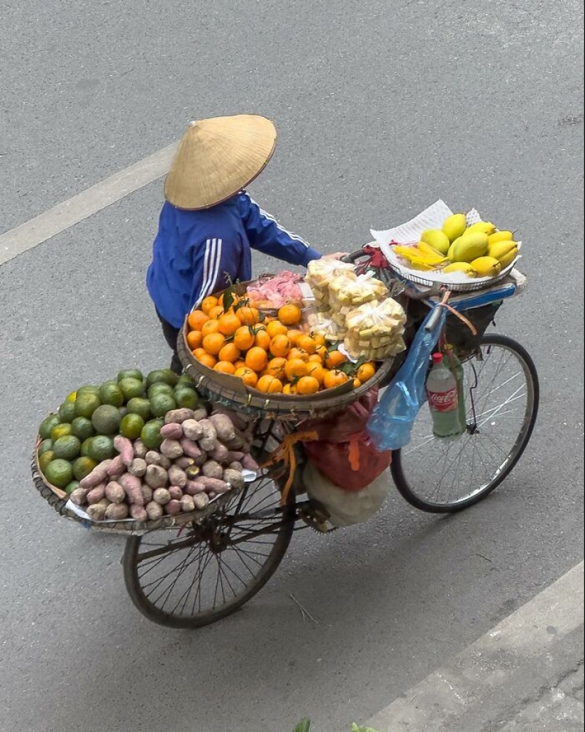 Hanoi desde arriba: retratos aéreos de vendedores de fruta realizados por Trung Dong Hanoi desde arriba: retratos aéreos de vendedores de fruta realizados por Trung Dong