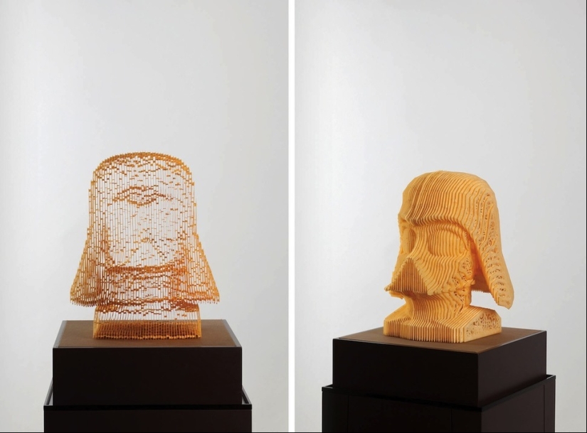 Multilayered paper sculptures that are at a certain angle become nearly invisible Multilayered paper sculptures that are at a certain angle become nearly invisible