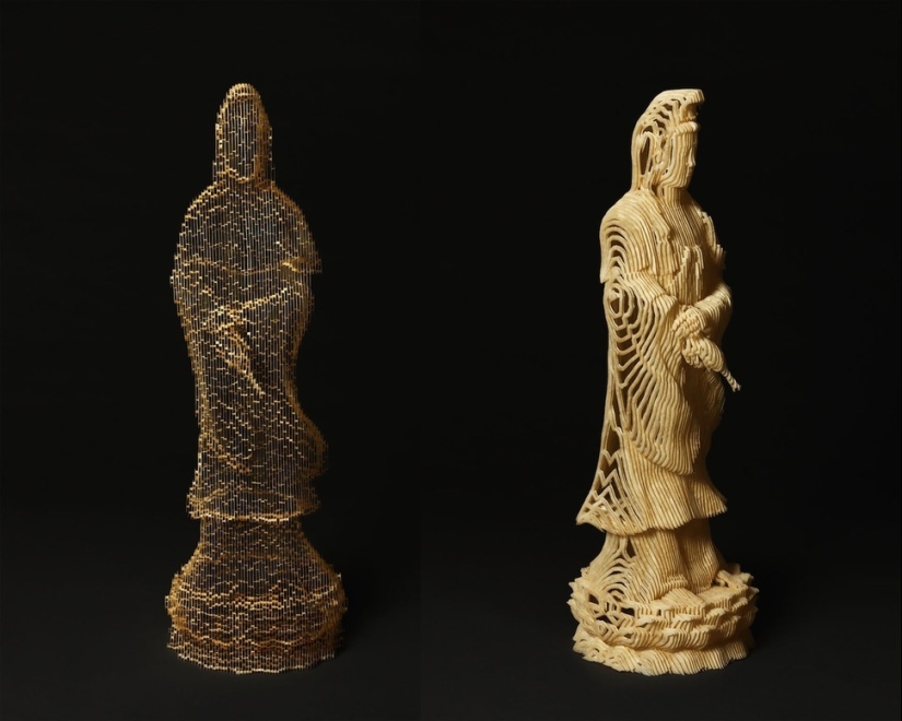 Multilayered paper sculptures that are at a certain angle become nearly invisible Multilayered paper sculptures that are at a certain angle become nearly invisible