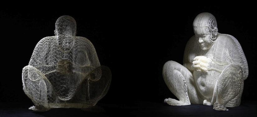 Multilayered paper sculptures that are at a certain angle become nearly invisible Multilayered paper sculptures that are at a certain angle become nearly invisible