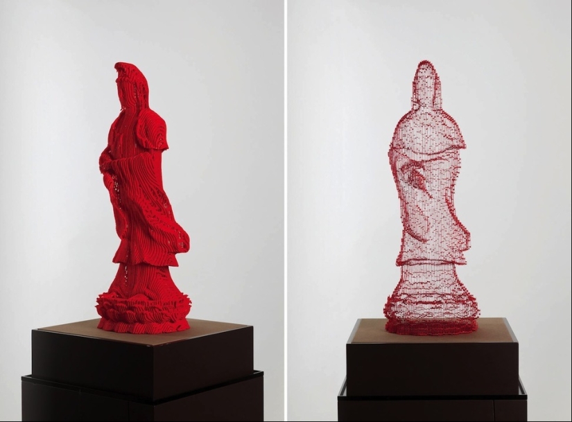 Multilayered paper sculptures that are at a certain angle become nearly invisible Multilayered paper sculptures that are at a certain angle become nearly invisible