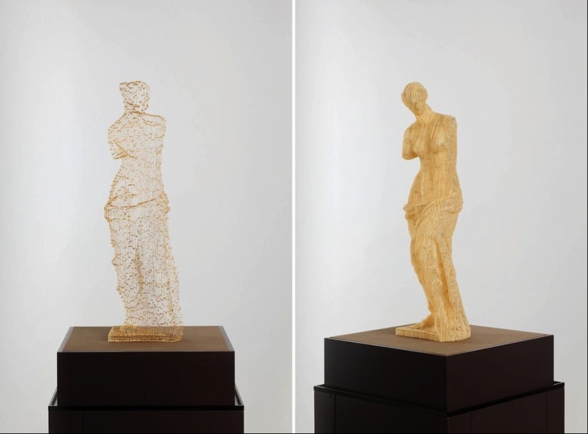 Multilayered paper sculptures that are at a certain angle become nearly invisible Multilayered paper sculptures that are at a certain angle become nearly invisible