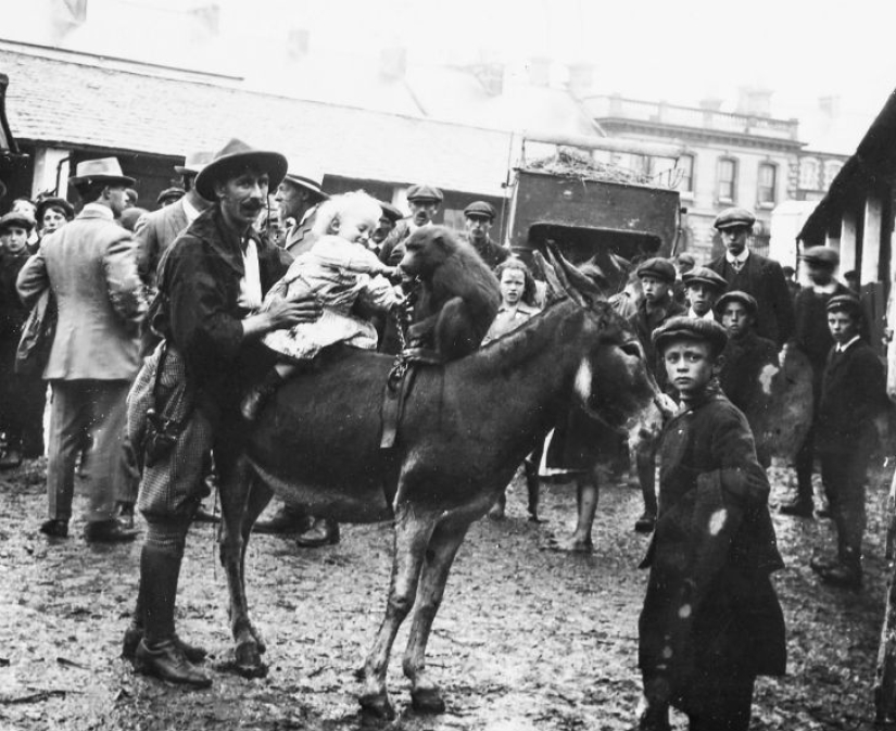 Strange costumes, acrobats and creepy clowns - photos of a traveling circus in 1910