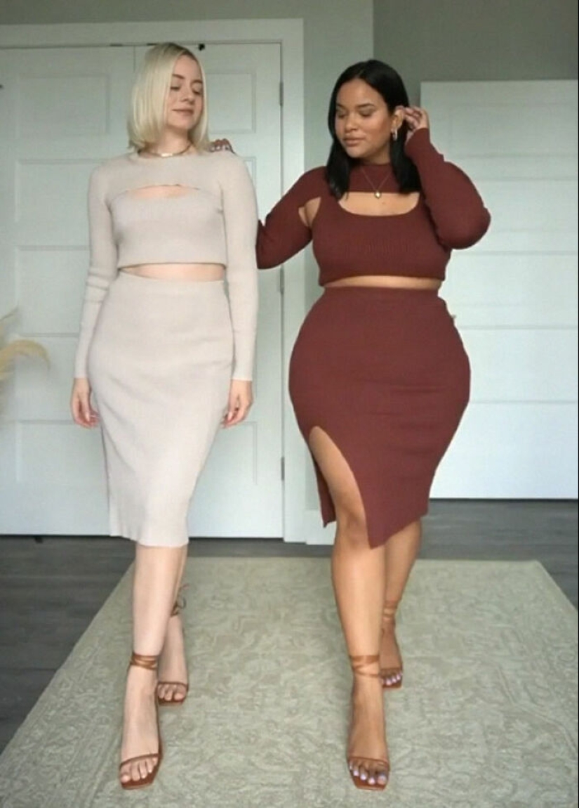 “Style, Not Size”: Two Friends Wear The Same Outfit To Show There Is No Ideal Body Type (13 Best-Of-All-Time Pics)