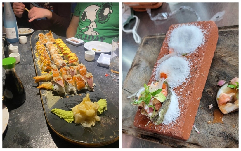 Tapas on Jack Nicholson's head, rolls on a skateboard and 20 more examples of strange serving of dishes Tapas on Jack Nicholson's head, rolls on a skateboard and 20 more examples of strange serving of dishes