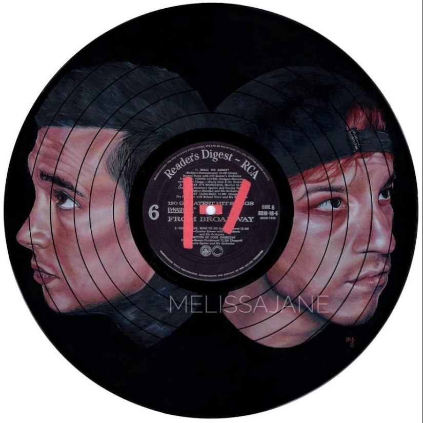 The artist turns old vinyl records into works of art