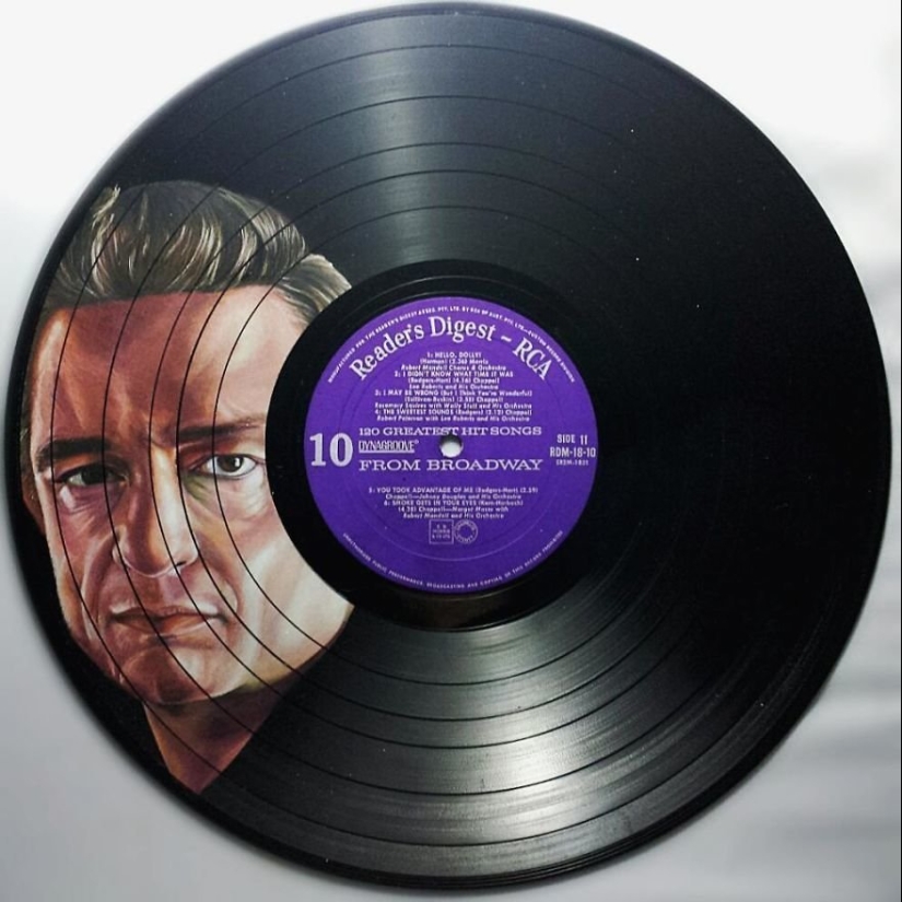 The artist turns old vinyl records into works of art