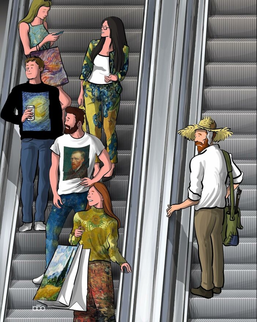 Vincent Van Gogh Meets Modern Day: 20 Colorful Illustrations By Alireza Karimi Moghaddam Vincent Van Gogh Meets Modern Day: 20 Colorful Illustrations By Alireza Karimi Moghaddam