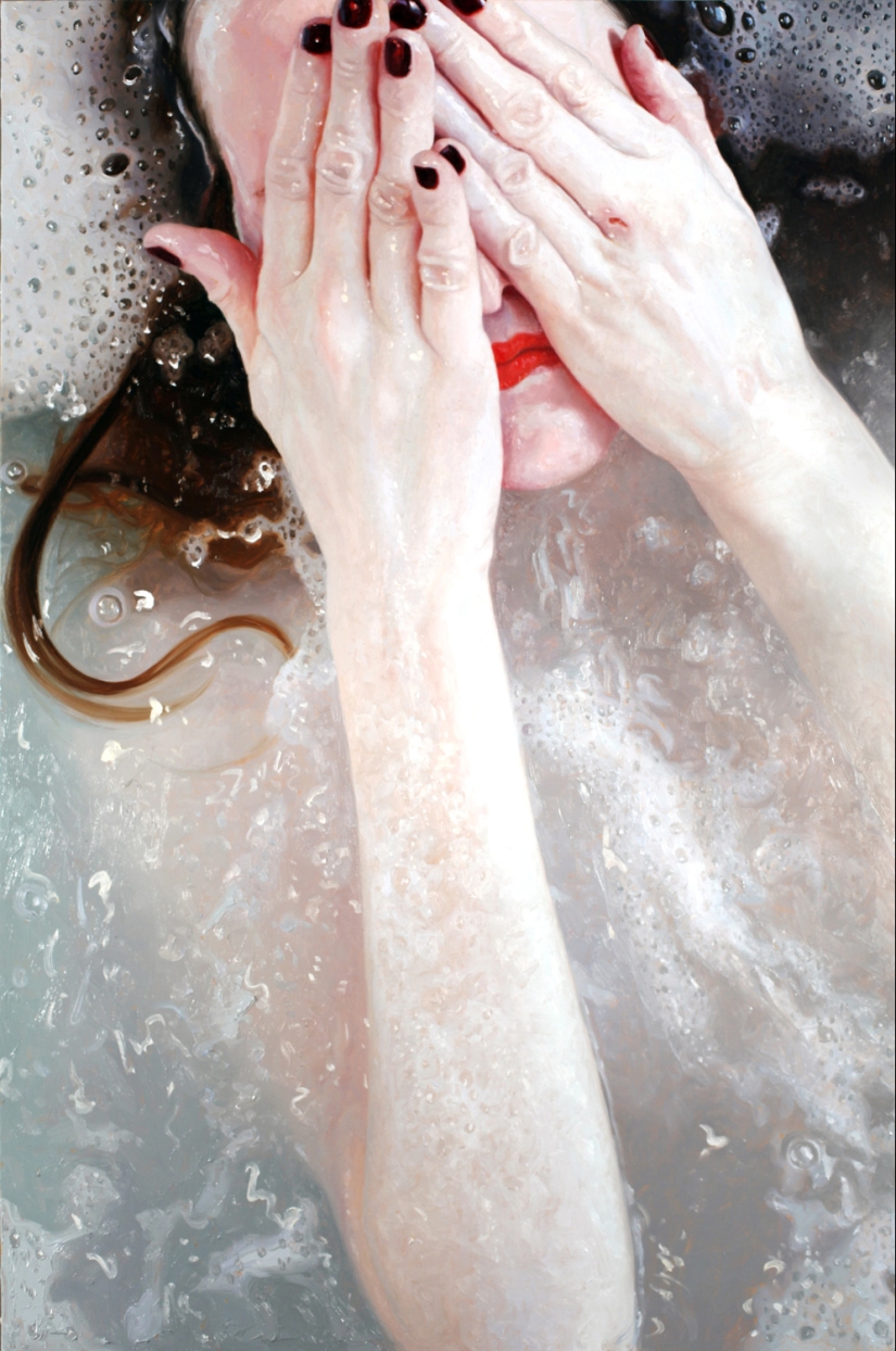 Wet girls in sensual paintings by artist Alissa Monks Wet girls in sensual paintings by artist Alissa Monks