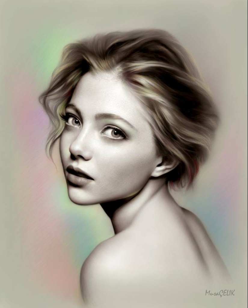 12 beautiful girls in Hyper-realistic pencil portraits from Musa Celik