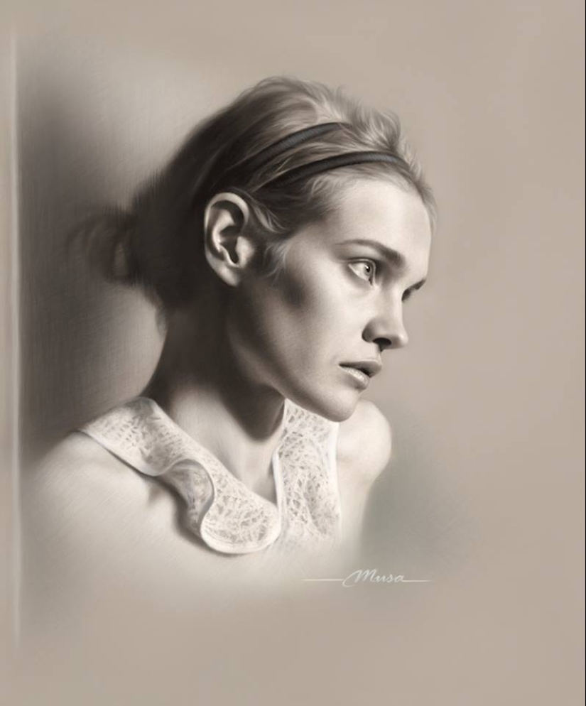 12 beautiful girls in Hyper-realistic pencil portraits from Musa Celik