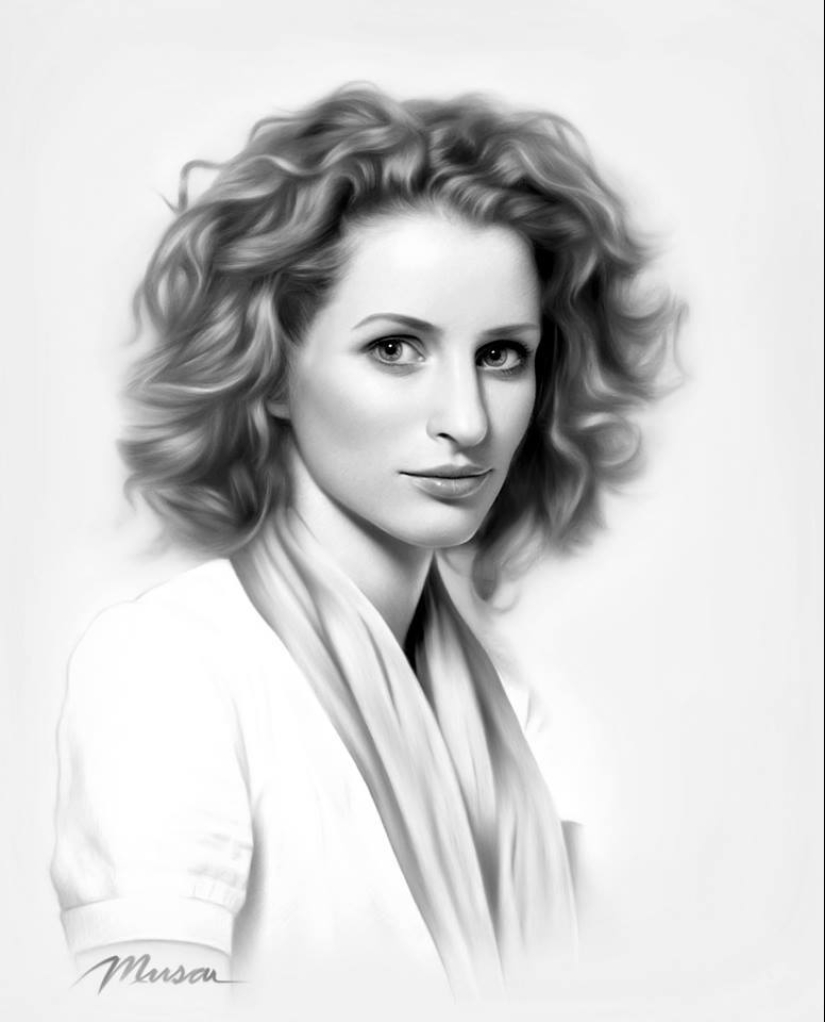12 beautiful girls in Hyper-realistic pencil portraits from Musa Celik