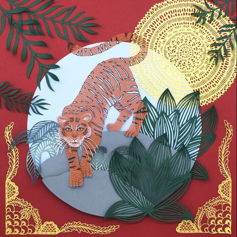 12 Pieces Of Beautiful Hand-Cut Paper Art With Nature Motifs By Pippa Dyrlaga