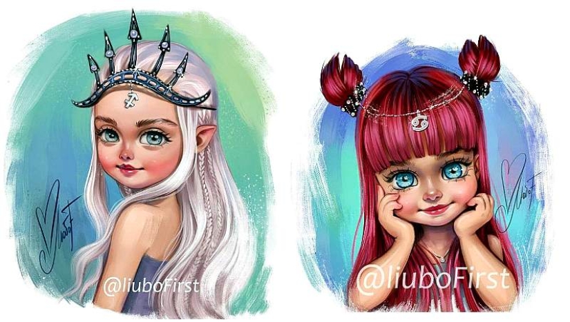12 Signos del zodiaco en forma de bellezas encantadoras de un artista ruso