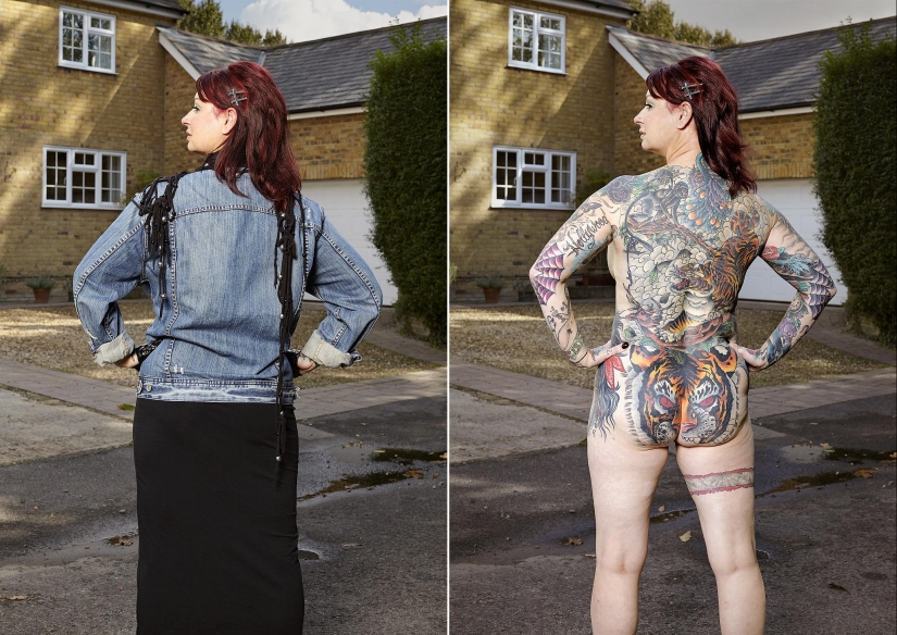 14 fotos de amantes del tatuaje inglés en ropa y sin ropa