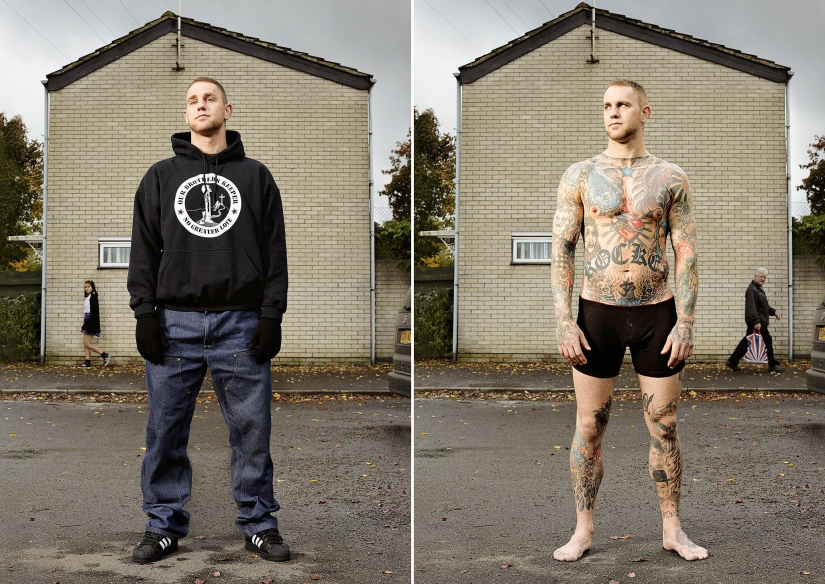 14 fotos de amantes del tatuaje inglés en ropa y sin ropa