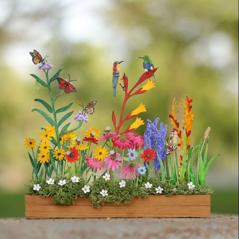 14 pequeñas esculturas de papel realistas de animales que este dúo ha creado