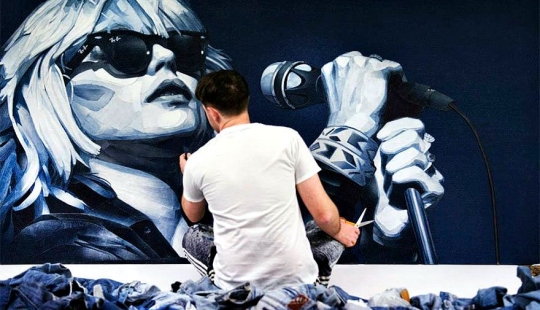 14 retratos realistas de celebridades hechos de mezclilla