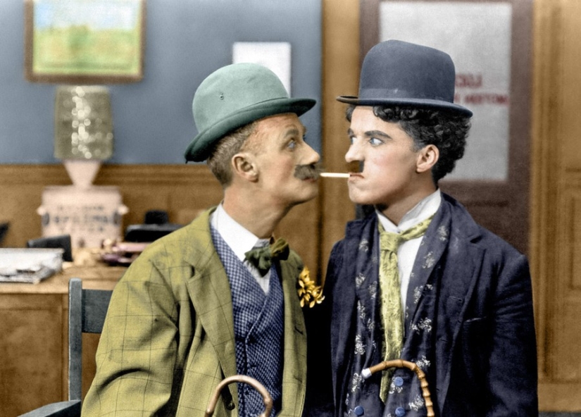 15 rare colored photos of Charlie Chaplin made in the 1910-1930 years