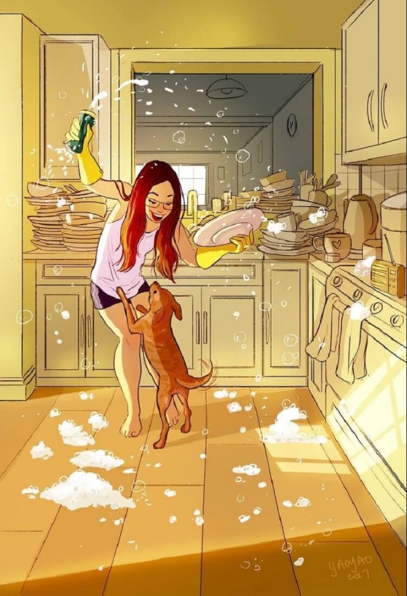18 warm illustrations which prove that life alone can bring happiness