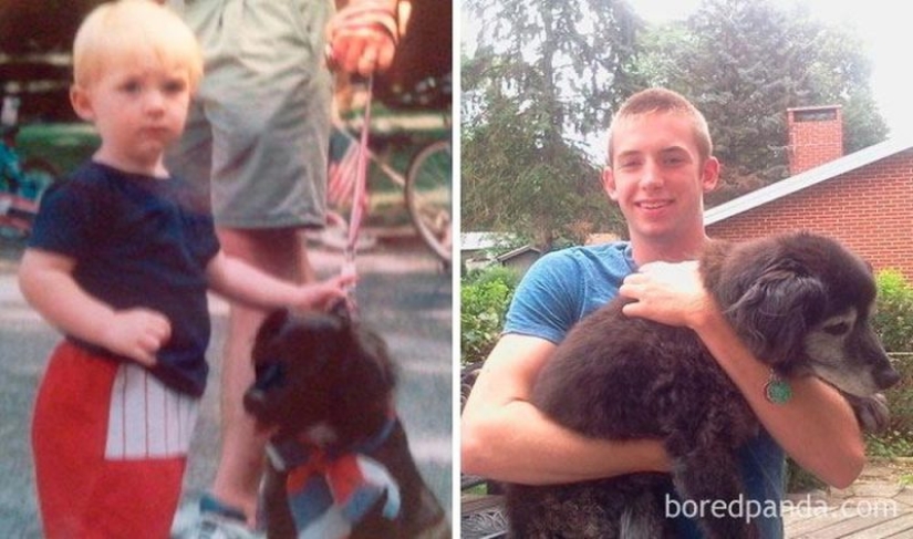 20 de tocar las fotos de los perros y sus dueños en el comienzo de una amistad después de muchos años