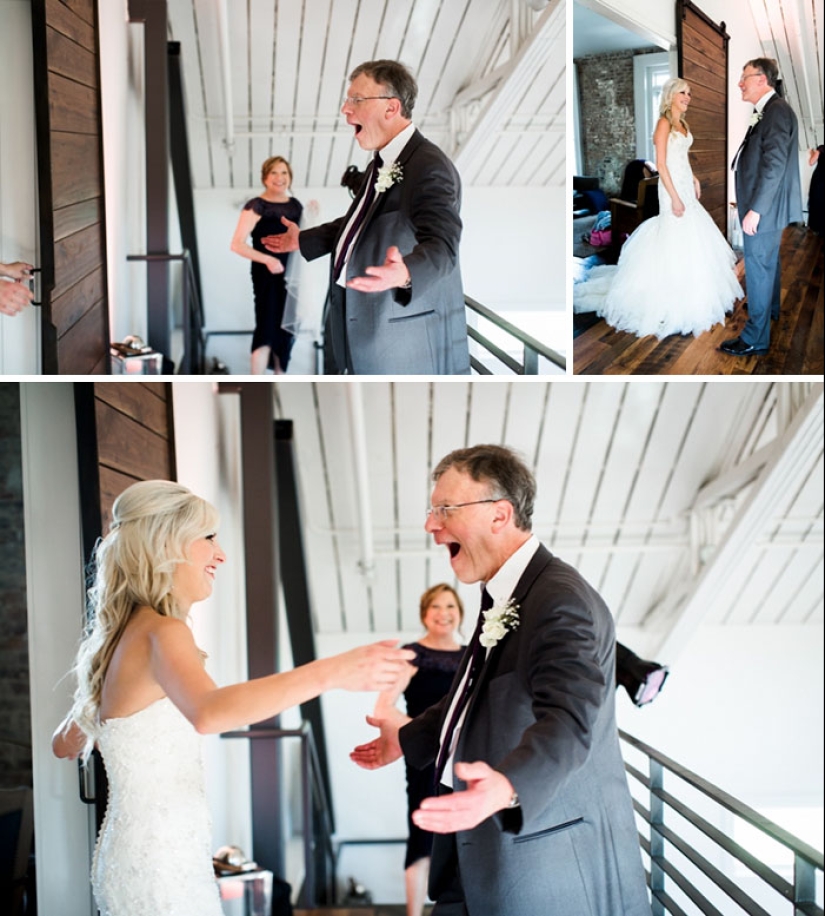 20 emotional photos, of parents first saw their daughters in wedding dresses