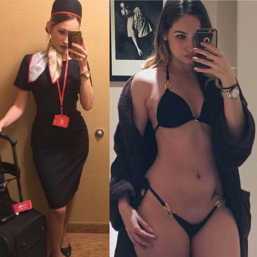 20 pictures of hot stewardesses in uniform and without, after seeing that you'll love planes