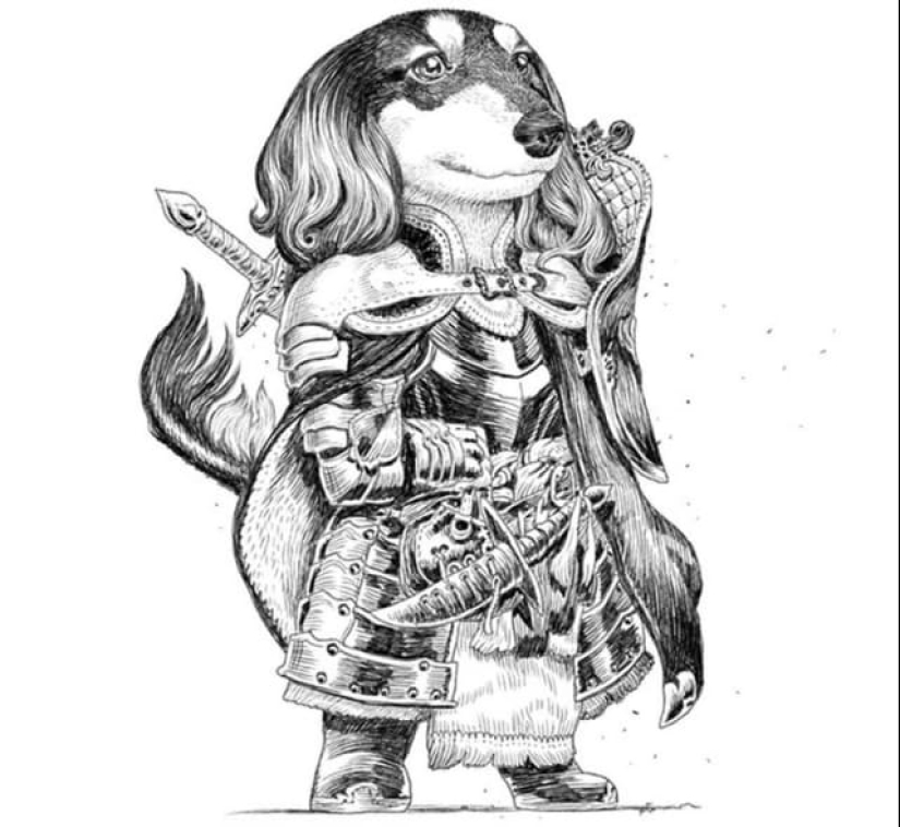 22 fuzzy knight on cute illustrations by Japanese artist PonkichiM