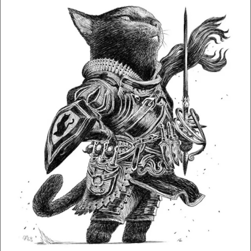 22 fuzzy knight on cute illustrations by Japanese artist PonkichiM