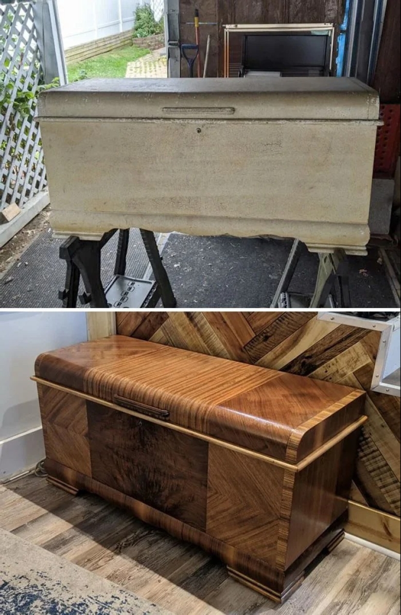 22 veces hermosos muebles de madera fueron arruinados por la pintura, pero luego fueron restaurados