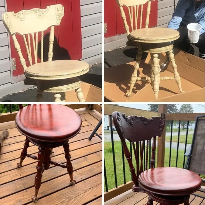 22 veces hermosos muebles de madera fueron arruinados por la pintura, pero luego fueron restaurados