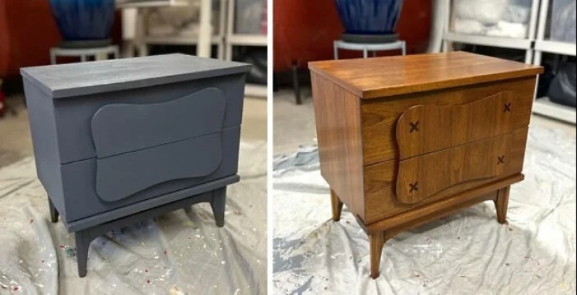 22 veces hermosos muebles de madera fueron arruinados por la pintura, pero luego fueron restaurados