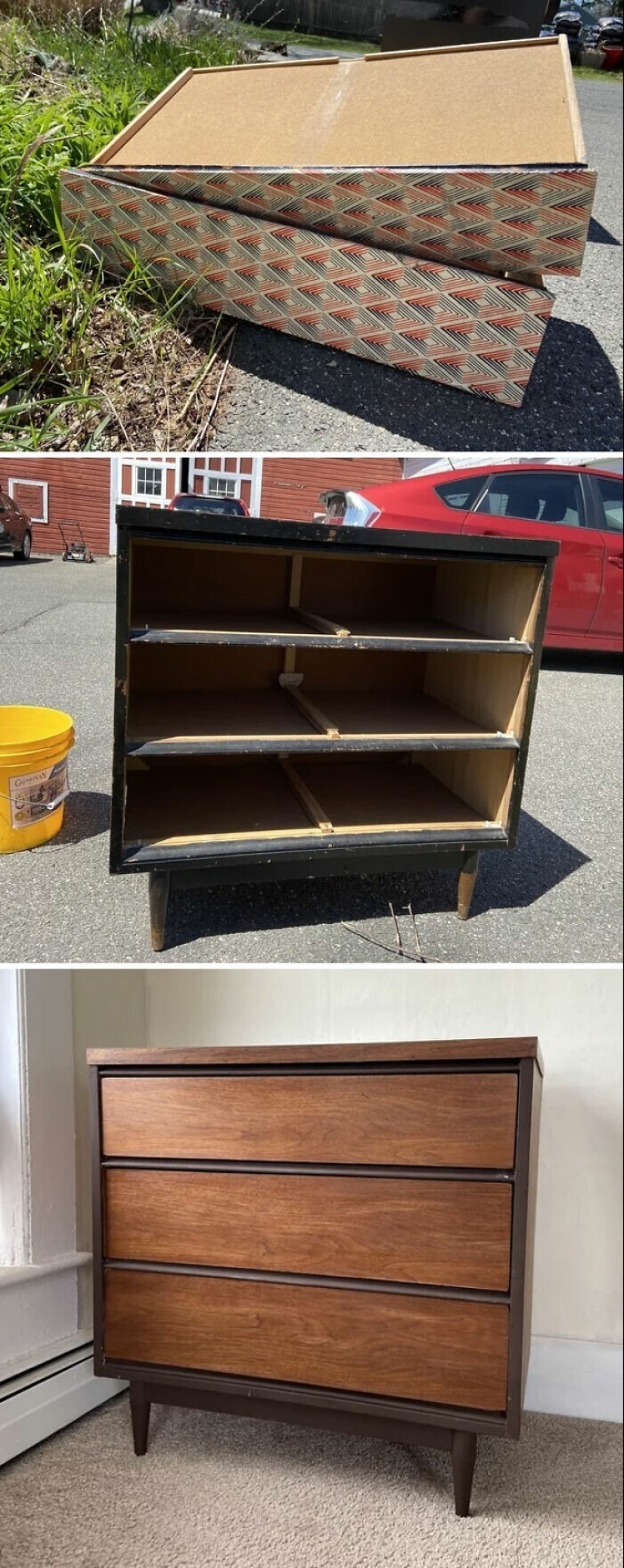 22 veces hermosos muebles de madera fueron arruinados por la pintura, pero luego fueron restaurados