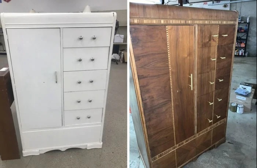 22 veces hermosos muebles de madera fueron arruinados por la pintura, pero luego fueron restaurados