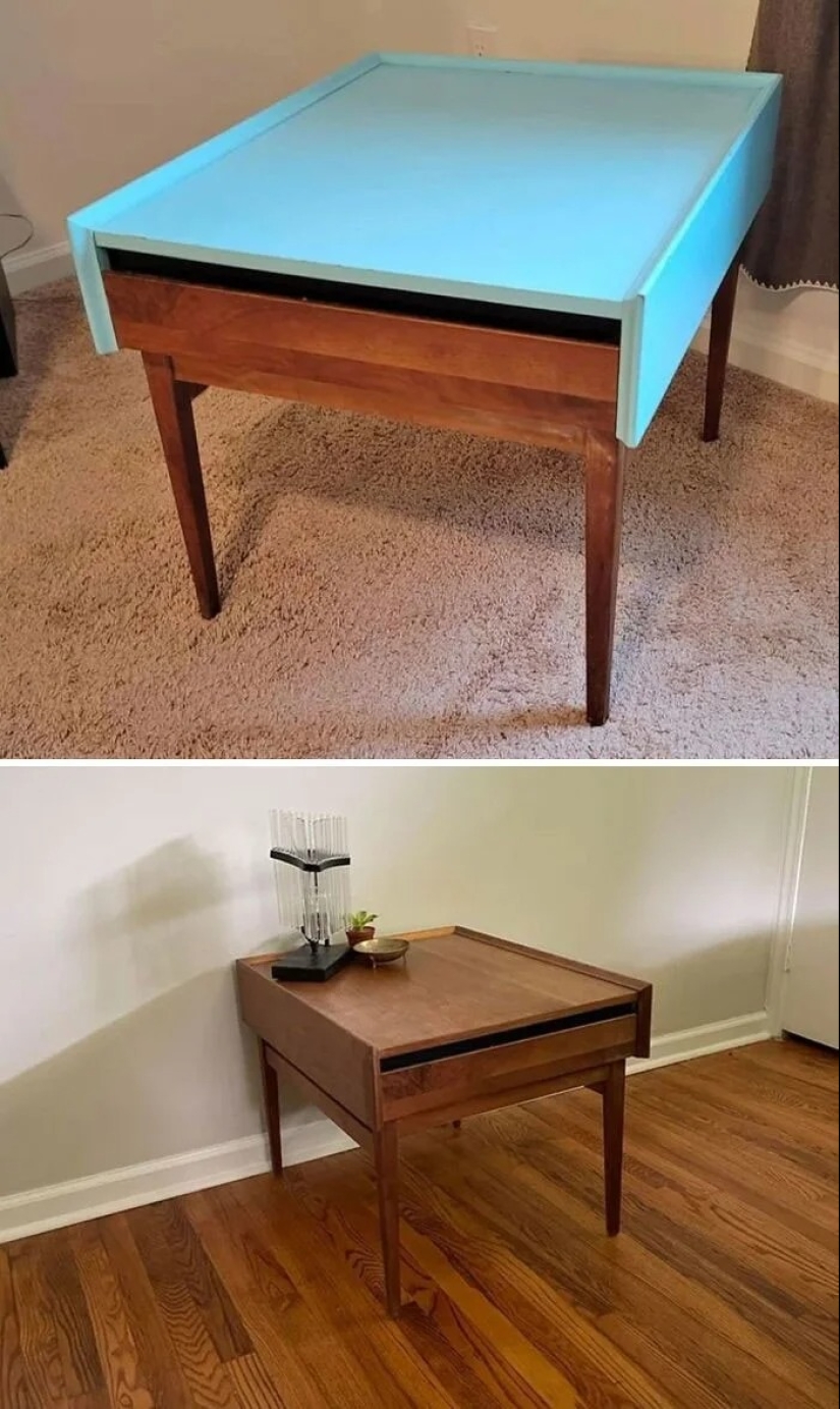 22 veces hermosos muebles de madera fueron arruinados por la pintura, pero luego fueron restaurados