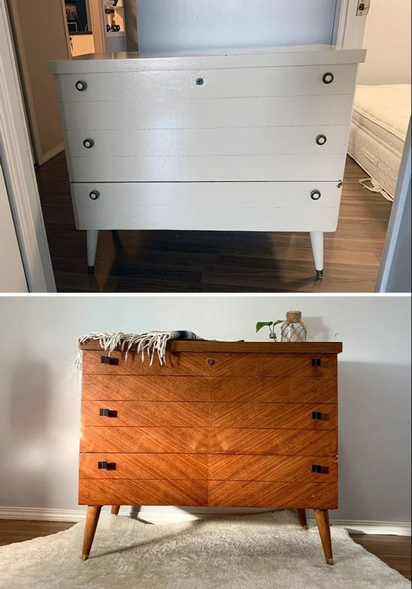 22 veces hermosos muebles de madera fueron arruinados por la pintura, pero luego fueron restaurados