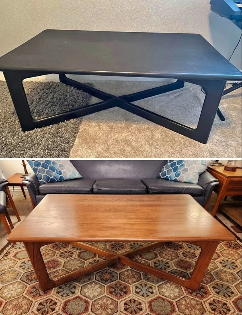 22 veces hermosos muebles de madera fueron arruinados por la pintura, pero luego fueron restaurados