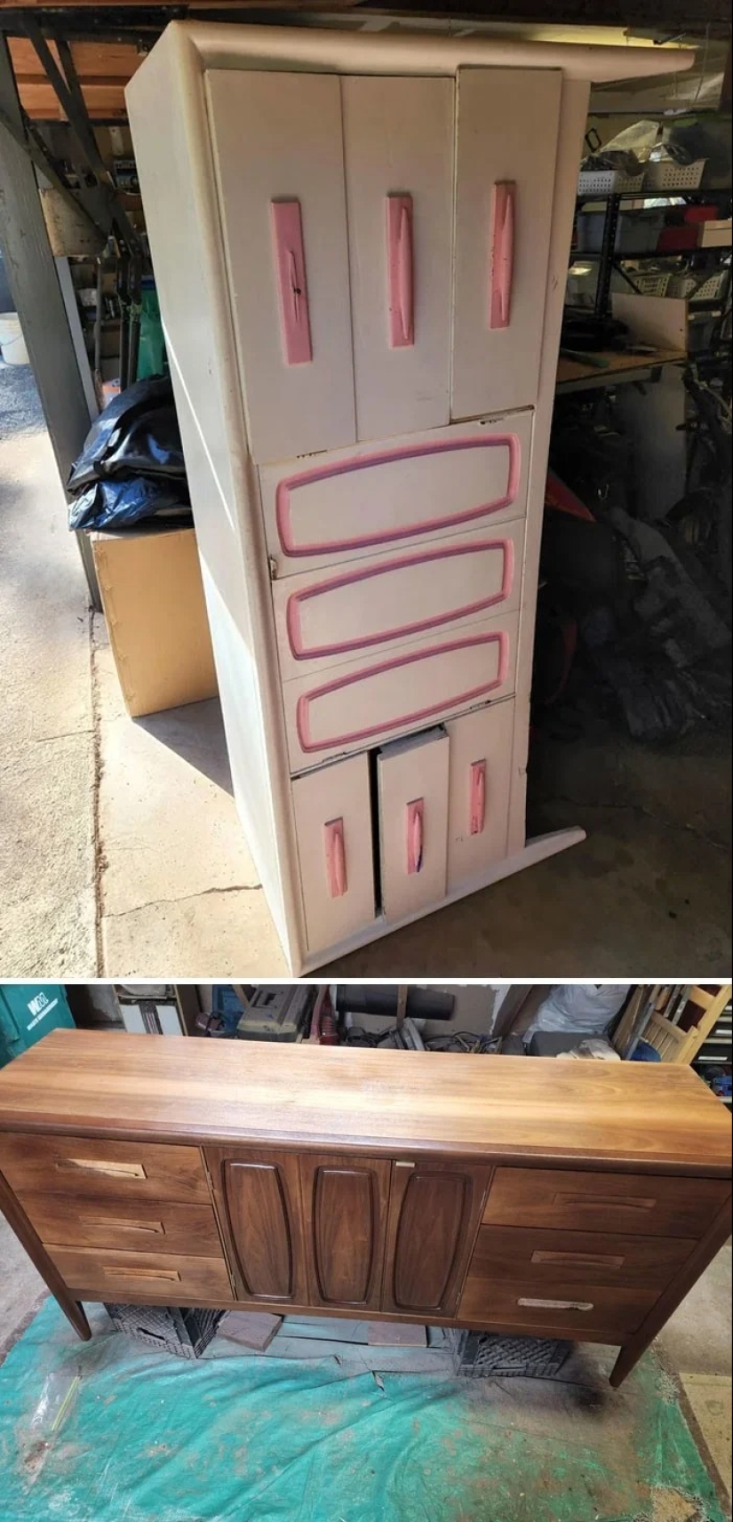 22 veces hermosos muebles de madera fueron arruinados por la pintura, pero luego fueron restaurados