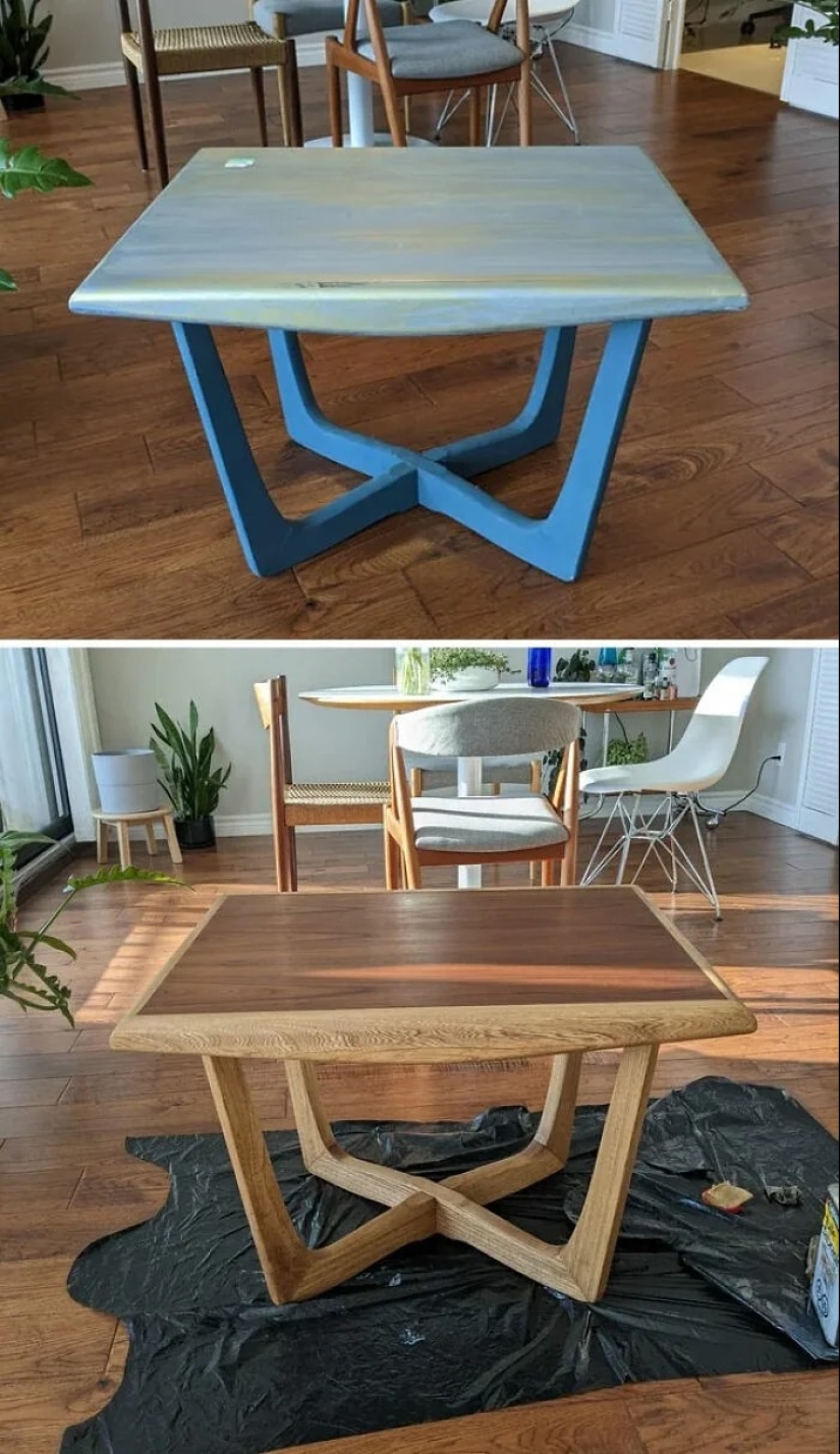 22 veces hermosos muebles de madera fueron arruinados por la pintura, pero luego fueron restaurados
