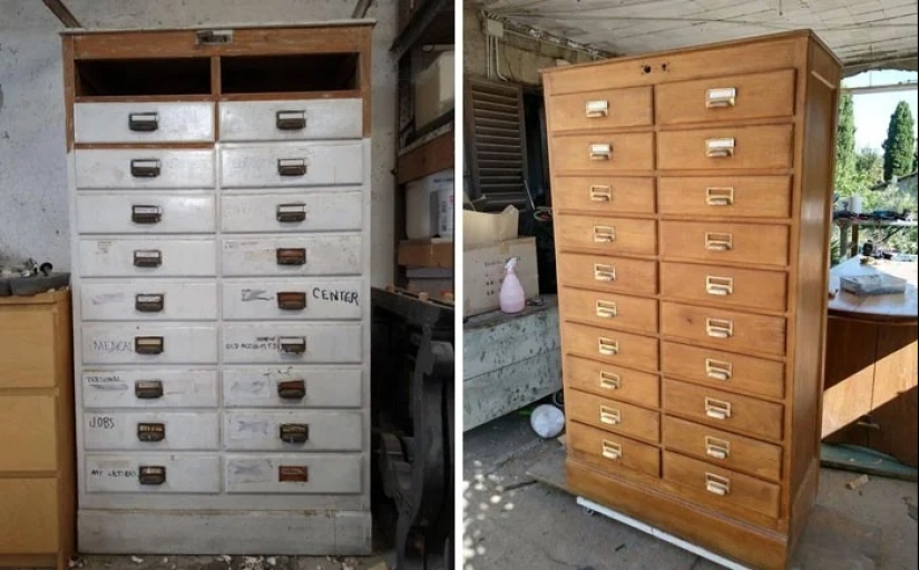22 veces hermosos muebles de madera fueron arruinados por la pintura, pero luego fueron restaurados