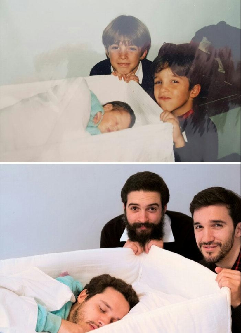 25 family photos that were recreated many years later